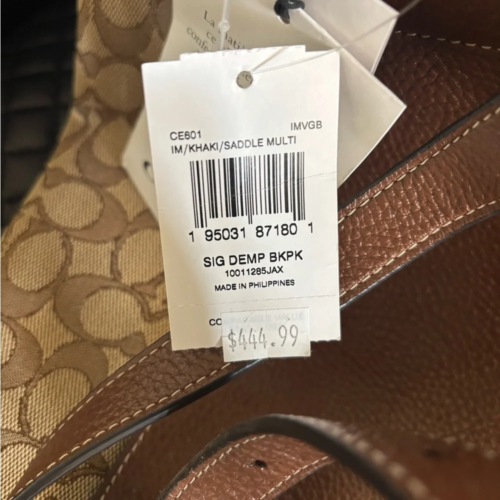 Coach Tan and Brown Signature Stripe Backpack - Picture 9 of 9